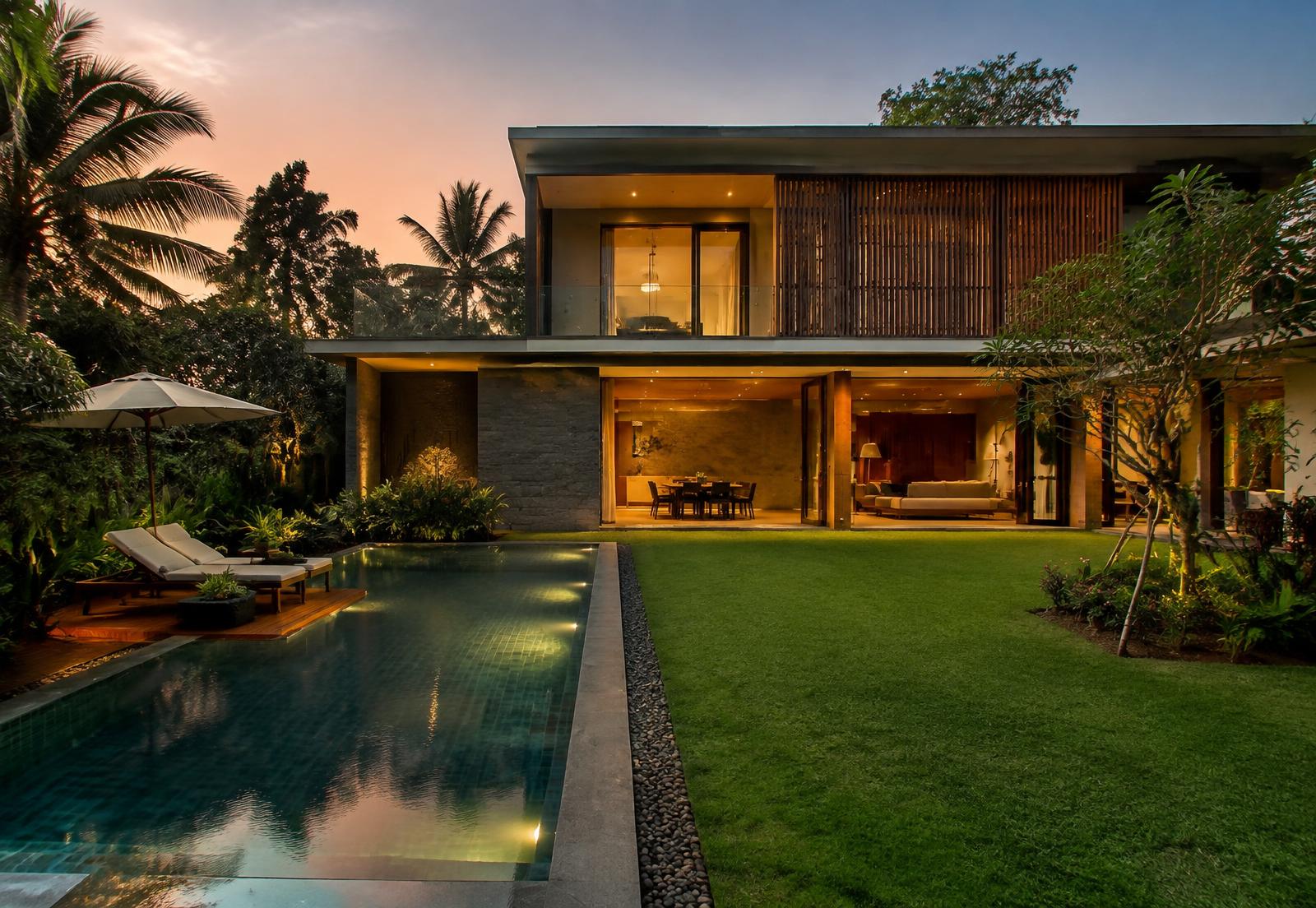 Premium villa architecture with landscaped garden
